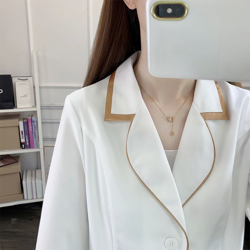 Medical Lab Coat - Vestido corto blanco de uniforme de