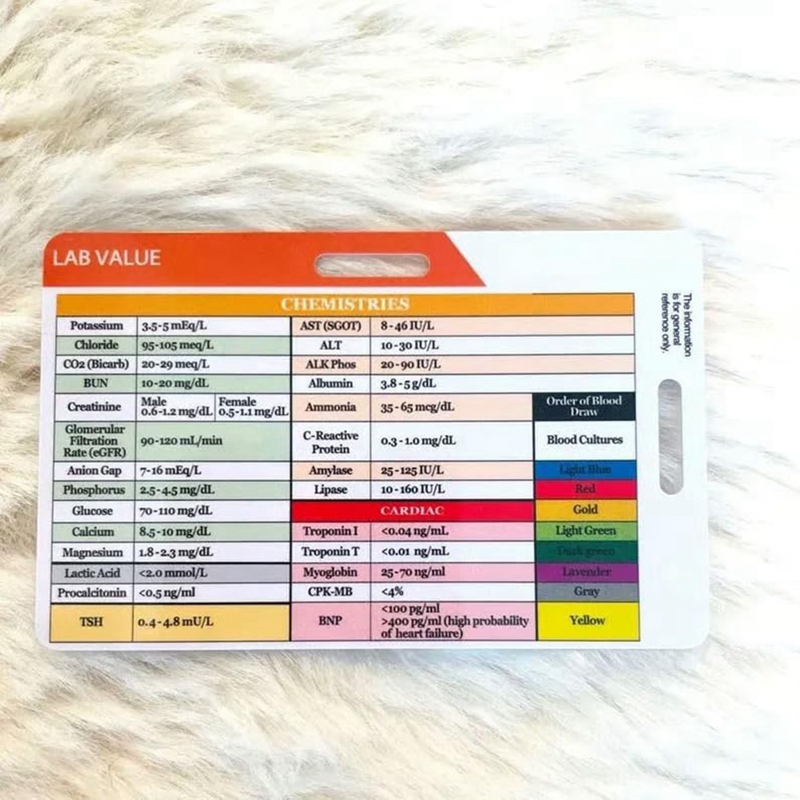 Tarjeta de Referencia para Val - Medical Lab Values reseña y precio